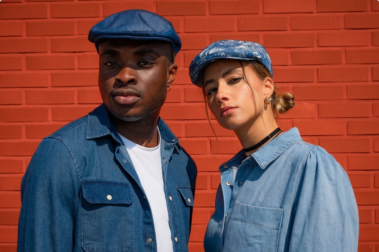Cuffia cotone | | Berretto con risvolto colore denim Cuffia cotone | | Berretto con risvolto colore denim